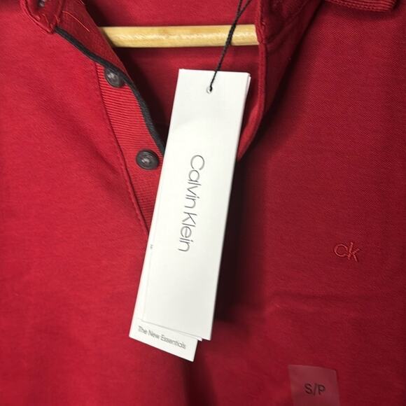 NWT Calvin Klein Red With Red Logo Polo Shirt Size Small - Picture 4 of 5